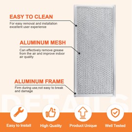 2025 Upgraded W10208631A Microwaves Grease Filter Approx. 13" x 6" by Beaquicy - Replacement for Whirlpool GE Microwaves - Pack of 2