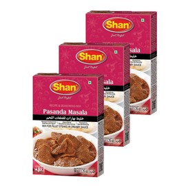 Shan Pasanda Recipe and Seasoning Mix 1.76 oz (50g) - Spice Powder for Fillet Steaks in Creamy Sauce - Suitable for Vegetarians - Airtight Bag in a Box (Pack of 3)