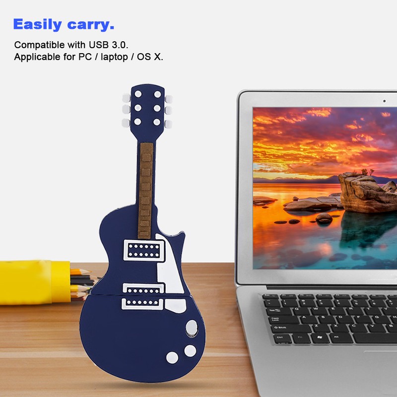 Memory Storage Stick USB Drive Laptop Accessory PVC Guitar shaped