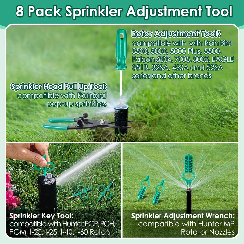 Gulfmew 8 Pack Sprinkler Head Compatibility Tool for Rain Bird