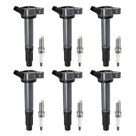 6 Pcs Ignition Coil Pack & Spark Plug Compatible with 2005-2016 Toyota Avalon Camry Highlander Sienna RAV4 Venza 2006-2015 Lexus RX450h ES350 IS350 2.5L 2.7L 3.5L Replace C1601 UF487 90919-A2002