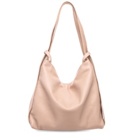 Caspar TL786 Women's Leather 2 in 1 Shoulder Bag Backpack, pink, Unit size