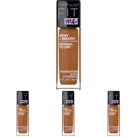 Maybelline Fit Me Dewy + Smooth Foundation Makeup, Mocha, 1 Count (Pack of 4)