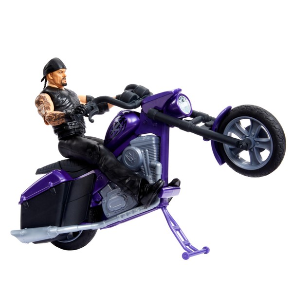 WWE Wrekkin' Action Figure & Toy Vehicle Set, Undertaker with Slamcycle Motorcycle with Lanching Action and Breakable Parts, HTR84