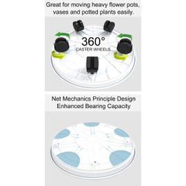 Amkoskr 2 Pack 15.5" White Plant Caddy Round Movable Planter with Easy Moving Caster Wheels Dolly Trolley Tray Pallet Outdoor Indoor Tree Flower Stand Planter