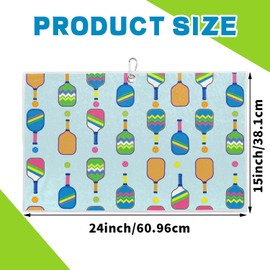 OMFUNS Pickleball Towel with Clip - Classic Pickle Microfiber Dinkball Towels for Men Women, Athletic Towels for Sweat, Absorbent Fast Drying Sports Towels Gifts for Pickleball Lover 15 x 24 Inch