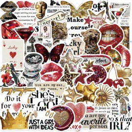 50PCS Downtown Aesthetic Stickers Cool Girls Y2k Stickers(Golden)