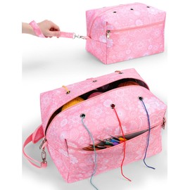 yookee home Yarn Bag Crochet Bag Organizer Knitting Bag Organizer Crochet Storage Yarn Holder for Crochet Accessories Yarn Storage Bag for Crocheting Gifts for Crochet Lovers,Mom,Women,Pink