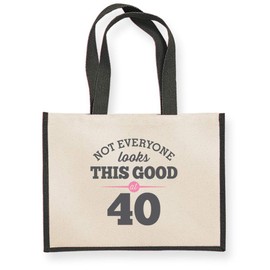 D Design Invent Print! 40th Birthday Gift Bag Funny Gift for Women Novelty Lady's Gifts Female Birthday Shopping Bag Present Gift Idea for Age 40 Tote Bag - 42 x 33 x 19cm (Black)
