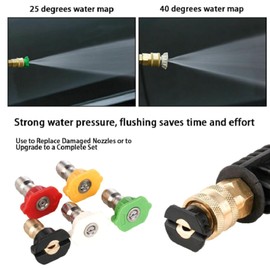 NIHENHAO 5pcs/set Car Wash Nozzle, 1/4" Quick Connector Metal Lance Nozzle High Pressure Water Guns Soap Washing Nozzle