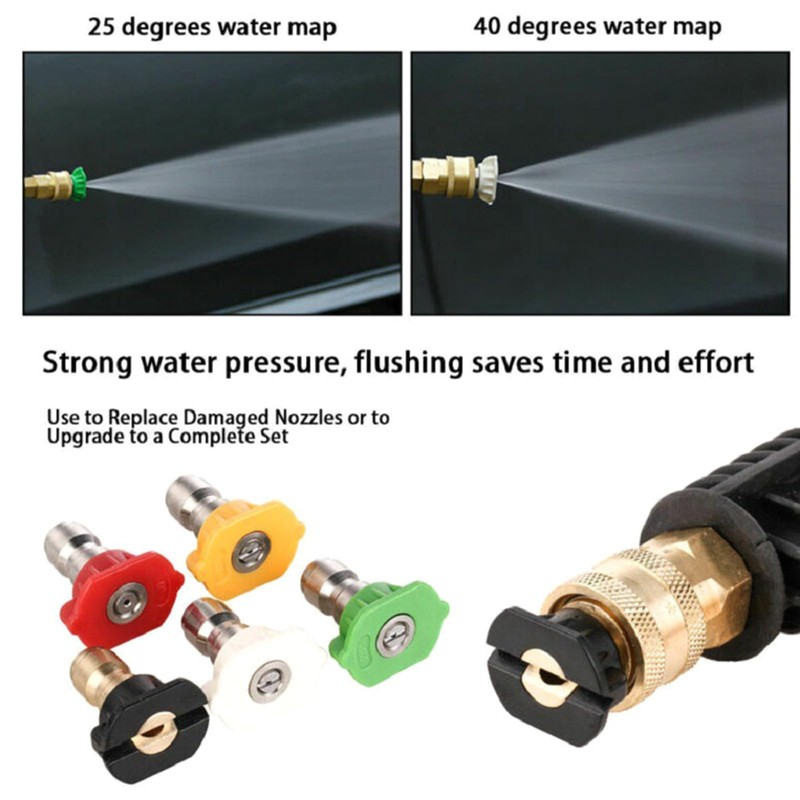 NIHENHAO 5pcs/set Car Wash Nozzle, 1/4" Quick Connector Metal Lance