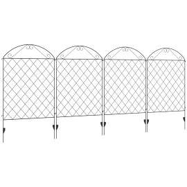 11.5\" Metal Garden Fence 4-Pack Patio Perimeter with Rust-Resistant & Decorative Border for Trellis & Gatescolor: default
