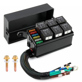 Delgada Relay Box 12V 6 Slots Waterproof Fuse Relay Box 6 Way 12 AWG Pre-Wired with O-Type Terminal (5/16") ATC/ATO Blade Fuse Holder for Automotive Car Marine RV
