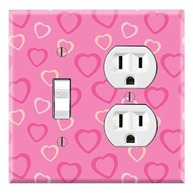 Graphics Wallplates - Pink Hearts - Toggle Outlet Combo Wall Plate Cover