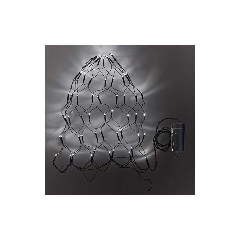 Lights4fun 60 LED Light Net White Green Cable Timer Indoor