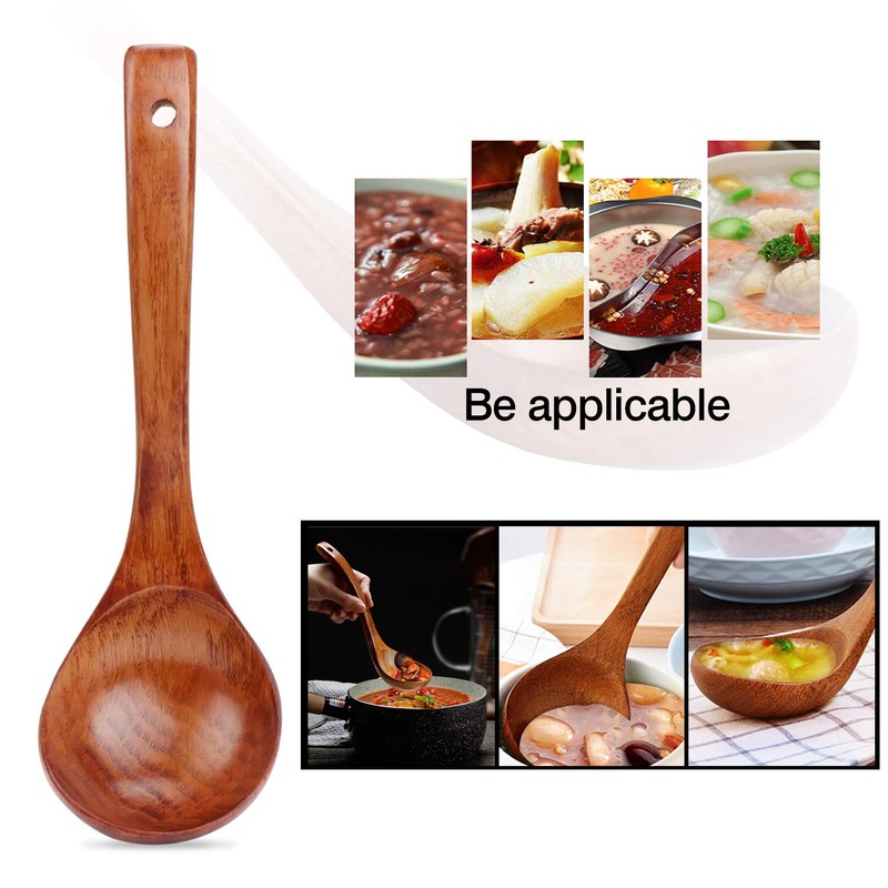TsunNee Wooden Soup Ladle, Natural Wood Soup Spoon, Porridge Spoon,
