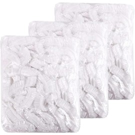 300 Piece Shower Cap, Disposable Hair Cap, Waterproof, Guest Cap, Transparent PE, One Size Fits Most, Unisex, Vanity Cap, Bath Hat, Sanitary, Clear White, For Cooking, Facial Washing, Commercial Use,