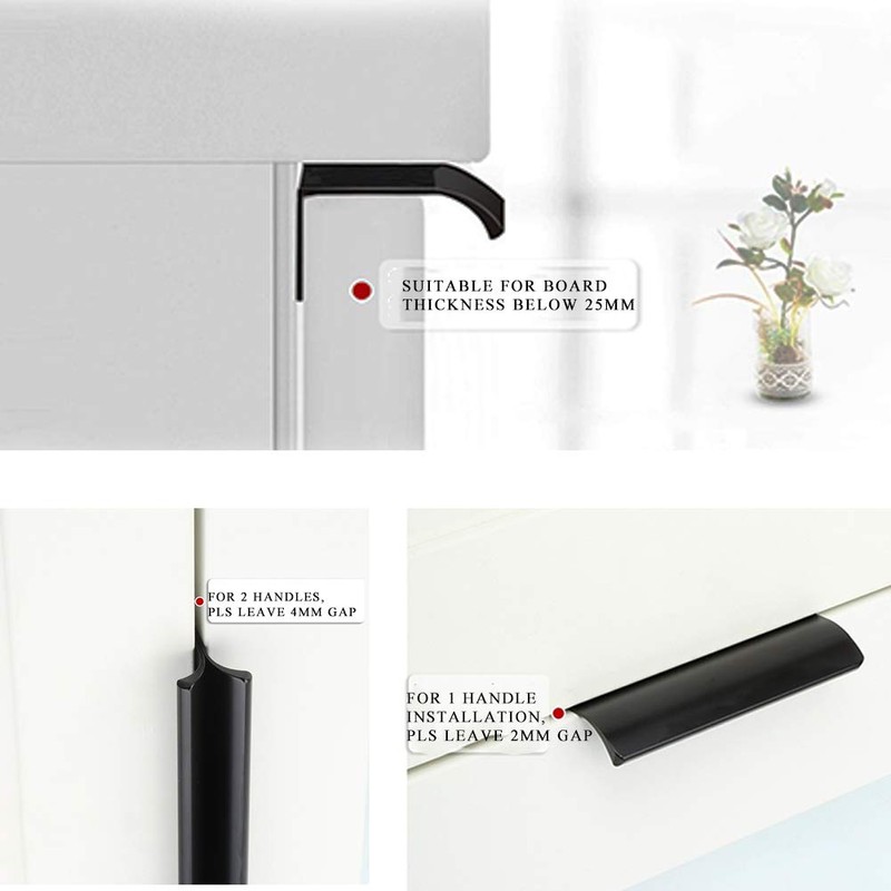 10 Pack Modern Style Finger Edge Pull Furniture DrawerHandles Hidden