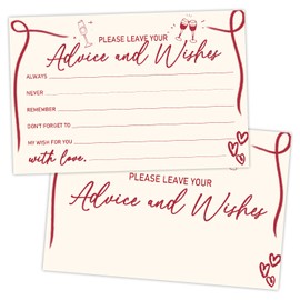 Pink Bow Advice and Wishes Cards for Weddings Bridal Showers Baby Showers Graduation Thanksgiving Double-Sided Fill-In Style Advice Cards Heavyweight Printed Guestbook 25 Pcs - FS614