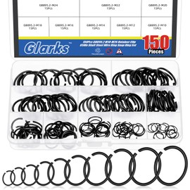Glarks 150pcs GB895.2 65Mn Metric 10 Sizes 10MM to 26MM Round Wire C-Clips Internal Snap Rings Assortment Kit Round Wire Snap Rings Retaining Rings Classic Circlip for Shafts
