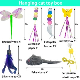 Mitubati Cat Toys Indoor Hanging Door Retractable Bird Cat Toy for Kitten Fun Exercise Interactive String Feather Cat Toys for Hunting Chase (6 Pack)
