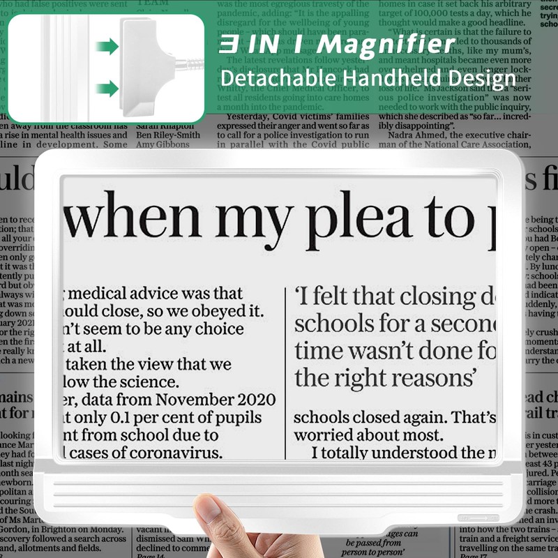 5X Rechargeable Floor Magnifying Glass with Light and Stand,43 LED