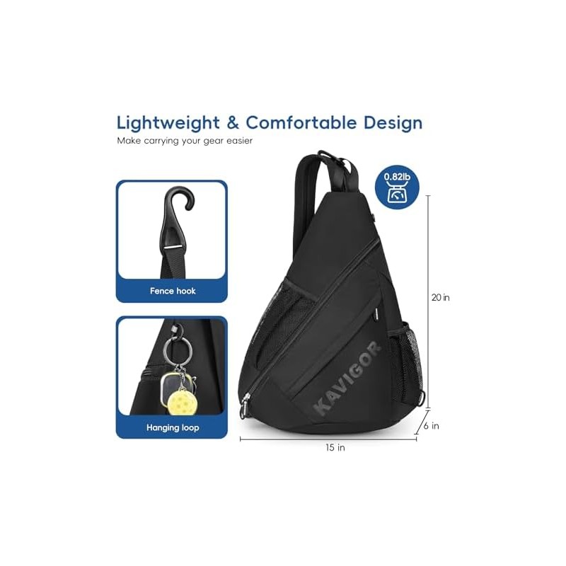 Pickleball Sling Bag Organizer for Paddles and Gear, Lightweight Crossbody
