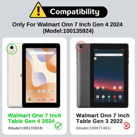 Bolete Kids Case for Onn 7 Inch Tablet Case Gen 4 2024 (Model:100135924), Kids-Friendly Soft Shockproof Adjustable Stand Cover for Onn 7 Inch 2024 Gen 4 Tablet, Black