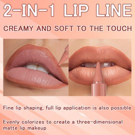 Tnoctuh 6 Colors 2 in 1 Lip Liner and Lipstick Lip Pencil Combo Set, Matte Nude Liners High Pigmented Long Lasting Makeup, Easy to Use Crayon Shape