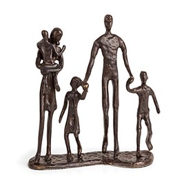 Danya B. Family of Five Sand Casted Metal Sculpture in a Beautiful Bronze Finish Bottom-Lined with Velveteen