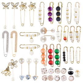 KRUCE 2 Pack Charms for Socks,Brooches and Pins for Women Brooch Pins Button Charms,Rhinestone Pearl Bling Gold Sock Jewelry Charms Pins for Shoes Clothes Hats Pant