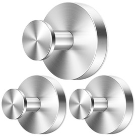 KaloTidy Heavy-Duty Suction Cup Hooks for Shower, Bathroom, Glass, Smooth Tile – Waterproof, Rustproof, Removable, Strong Hold, No-Drill Hooks for Towels, Loofah, Robes (Brushed Silver, 3-Pack)