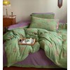 VM VOUGEMARKET Retro Flower Duvet Cover King,3Pcs Yarn-Dyed French Linen