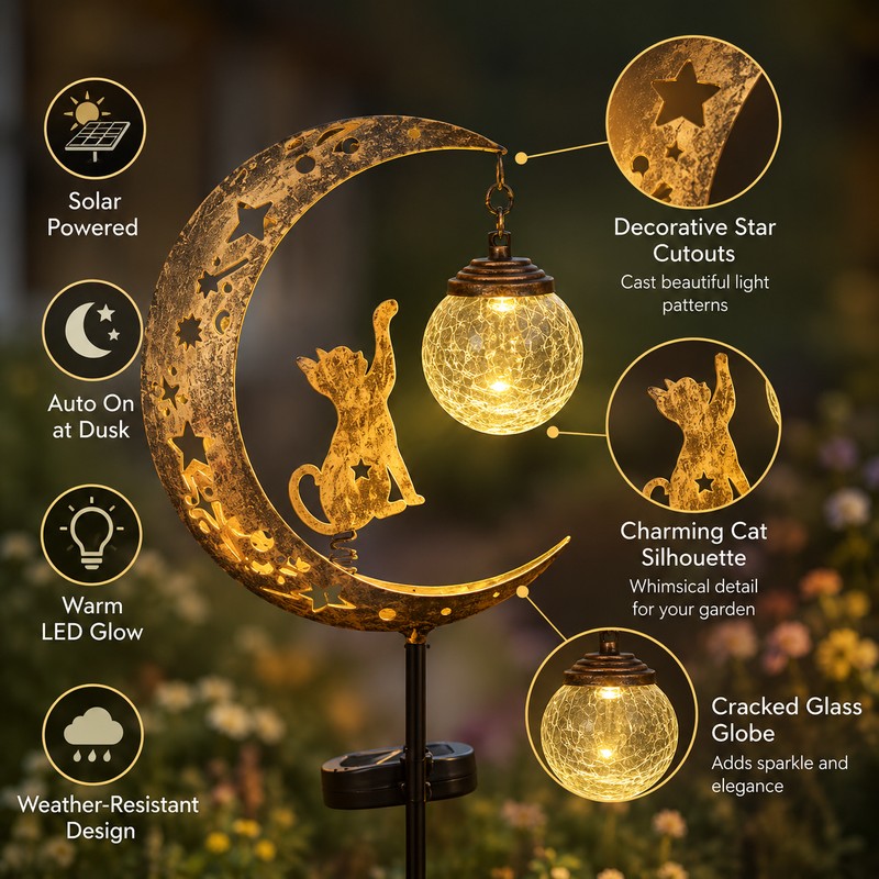 Solar Garden Stake Light for Outdoor Decor – Owl Moon