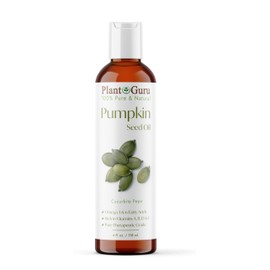 Plant Guru Pumpkin Seed Oil 4 oz. Virgin, Unrefined Cold Pressed 100% Pure Natural– Ideal for Skin, Face, Body, and Hair Moisturizer. Great for DIY Creams, Lotions, and Lip Balms.