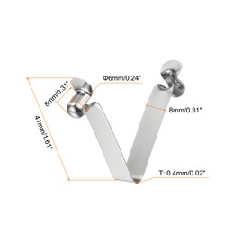 sourcing map 8pcs Double Button Kayak Paddle Snap Spring Clip 6x8x41mm 65Mn Spring Steel V-Shaped Hollow Lift Telescopic Locking Tube Pole Clips for Tent Umbrella Camping