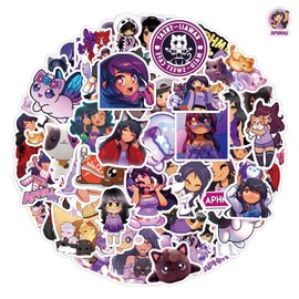 Pack of 50 Aphmau Stickers Car Laptop Phone Guitar Skateboard Motorcycle Bicycle Aphmau Stickers Set Vinyl Waterproof Aesthetic Stickers for Teenagers Children Adults