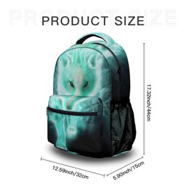 Nerxy Lightweight Cool Cyan Wolf Backpacks Girls School Bags Kids Bookbags, 11.6 * 8 * 16in