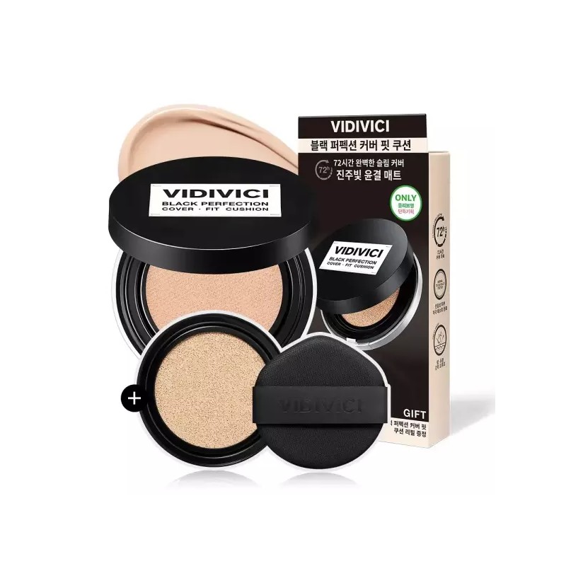 Vidi Vici [진주빛 윤결매트] 비디비치 블랙 퍼펙션 커버 핏 쿠션