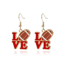 Football Bow Earrings for Women Trendy Acrylic Sports Lover Teardrop Earrings Jewelry Gifts