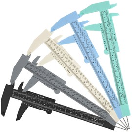 Frienda 5 Pieces Eyebrow Measuring Ruler Brow Mapping Tool Mini Vernier Caliper Double Scale Plastic Sliding Gauge Ruler for Micro Blading Eyebrow Tattoo Brow Artists(Fresh Colors)