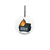 2024 Dumpster Fire Christmas Ornament, Funny Holiday Decor, White Aluminum
