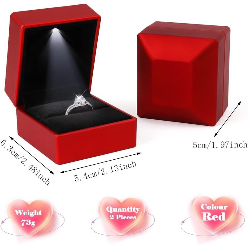 KEISIMI Luxury Ring Box with LED Light, Ring Box for