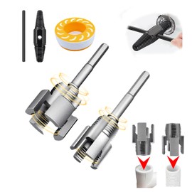 Gcoujrl Integrated Internal & External Pipe Threading Tool with Screw Extractor & Sealant Tape Dual-Function PVC Pipe Threader Kit Electric Drill Compatible for Plumbing, DIY, HVAC (1/2"+ 3/4")