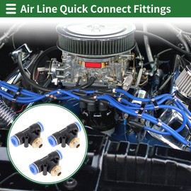 HOPESPANNER Push to Connect Air Fittings 3/8" t Type Air Line Quick Joint Plastic Metal 1/8" BSPT 3 Pcs Black Gold Tone