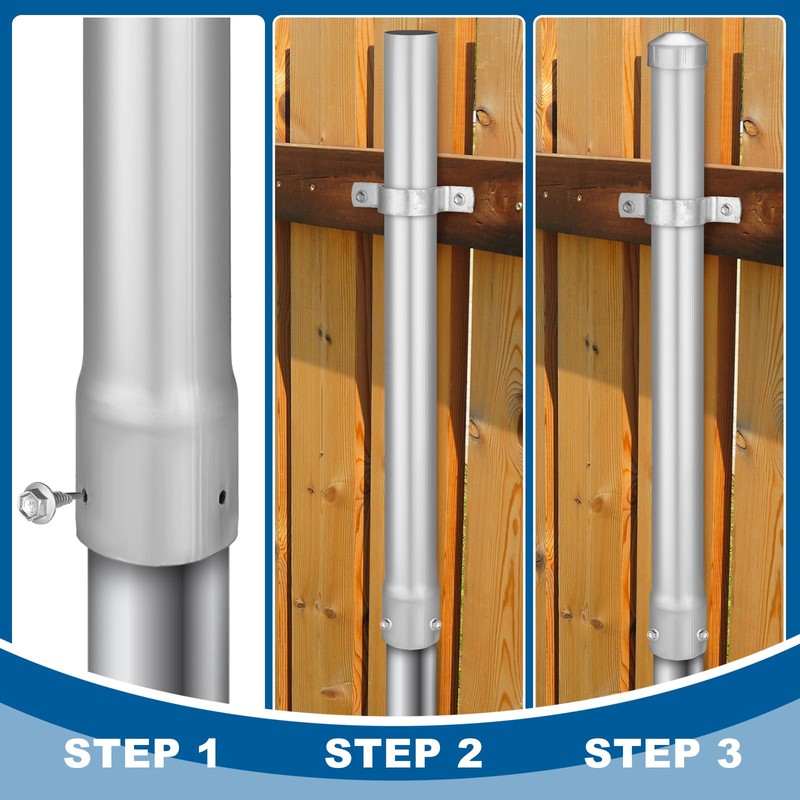 Hicarer 2 Pack 2-3/8" Od Fence Height Extender 24" Metal
