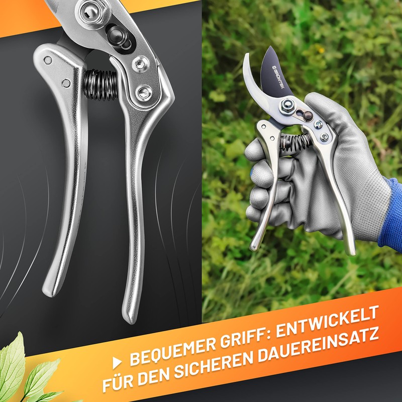GRÜNTEK SILVERCUT Professional Bypass Secateurs Pruning Garden Shear 230mm, Blade