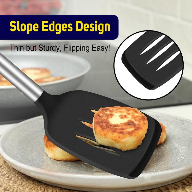 HOTEC Silicone Spatula Set of 2 Heat-Resistant 600°F & BPA-Free