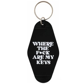 Jgrprlq Funny Keychain for Men Women, Where the Fck Are My Keys Keychain, Unique Black Retro Motel Keychain