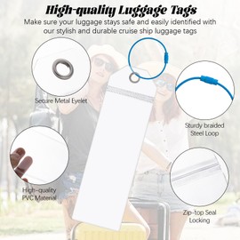 Luggage Tag Holder 2025 Compatible with Cruise,Waterproof Reusable Durable Tag Holder with Steel Loop,8PCS,9.84 * 2.95inchs(25 * 7.5cm)